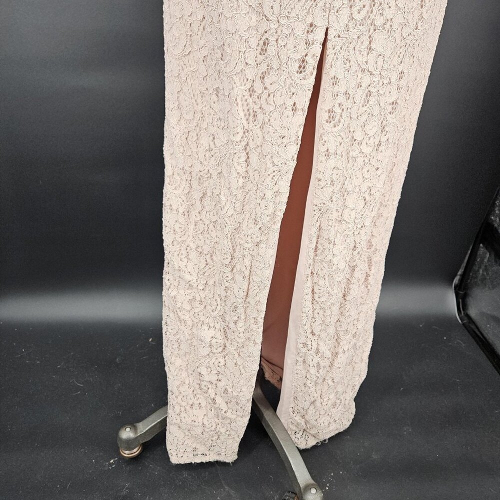 Adrianna Papell Dress Formal Gown 2 Pink Champagne Lace Sleeveless Sheath Maxi - Picture 11 of 16